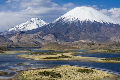 Volcans Pomerape et Parinacota dans le Parc National Lauca - Chili