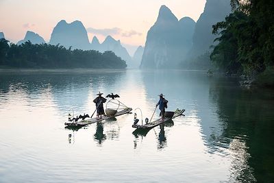 Pêche traditionnelle aux cormorans sur la rivière Li - Yangshuo - Guangxi - Chine