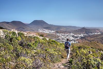 Randonneur près de Haria - Lanzarote - Iles Canaries - Espagne