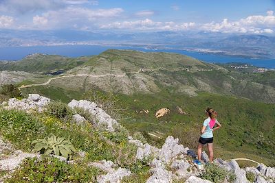 Le sommet du Pantokrator, avec vue sur L'Albanie - Corfou - Grèce