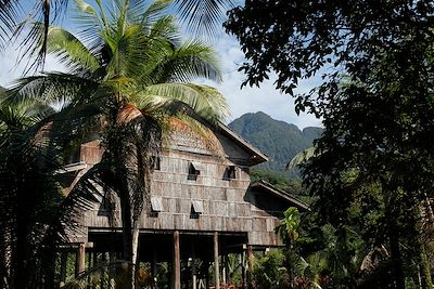 Maison traditionnelle Iban - Bornéo - Malaisie