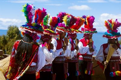 Fête des moissons sur l'île de Taquile sur le lac Titicaca - Puno - Pérou