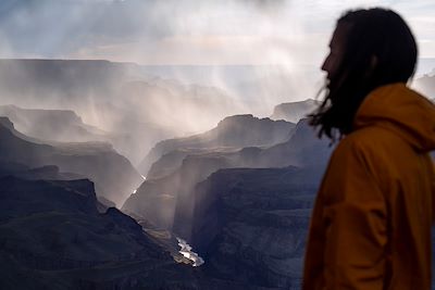 Femme admirant le Grand Canyon, Arizona