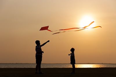 Cerf-Volant au coucher de soleil